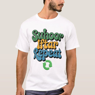 T-shirt Suhoor Iftar Repeat Faux Crochet PNG Ramadan shirt