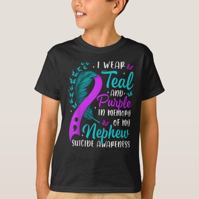 T-shirt Suicide Awareness I Wear Teal Purple In Memory Of  (Devant)