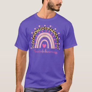 T-shirt Suicide Awareness Pink Heart Leopard Rainbow Suici
