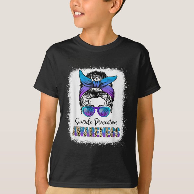 T-shirt Suicide Awareness Shirt Messy Bun Hair Suicide Pre (Devant)