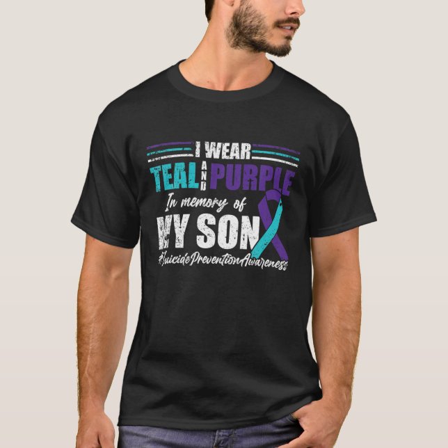 T-shirt Suicide Depression Teal Purple For Son Prevention (Devant)