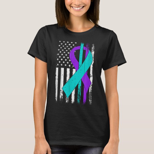 T-shirt Suicide Prevention Awareness American Flag  (Devant)