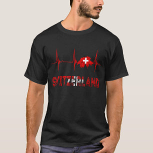 T-shirt Suisse Hearbeat EKG Pulse Schweiz Drapeau suisse