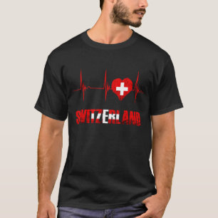 T-shirt Suisse Schweiz Swiss Flag Heartbeat EKG