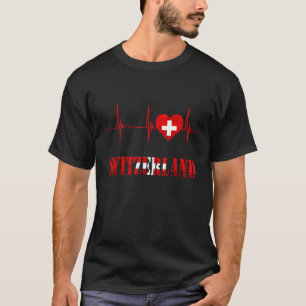 T-shirt Suisse Swiss Drapeau Heartbeat EKG Pulse S
