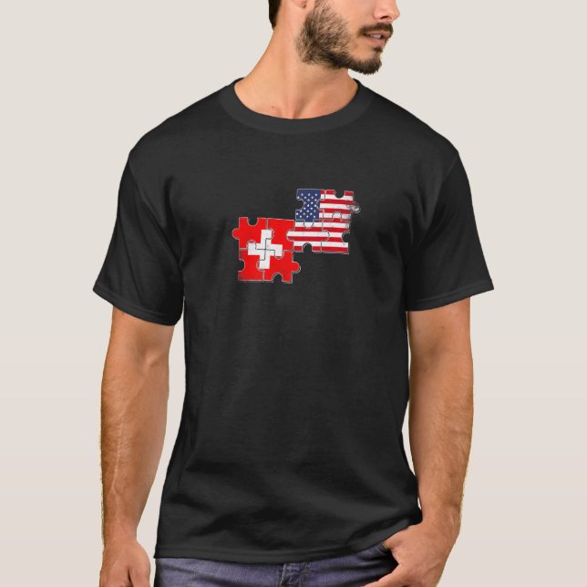 T-shirt Suisse Usa Loots Drapeau Suisse Américaine (Devant)