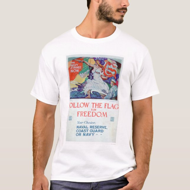 T-shirt Suivez le drapeau de la liberté (US02179) (Devant)