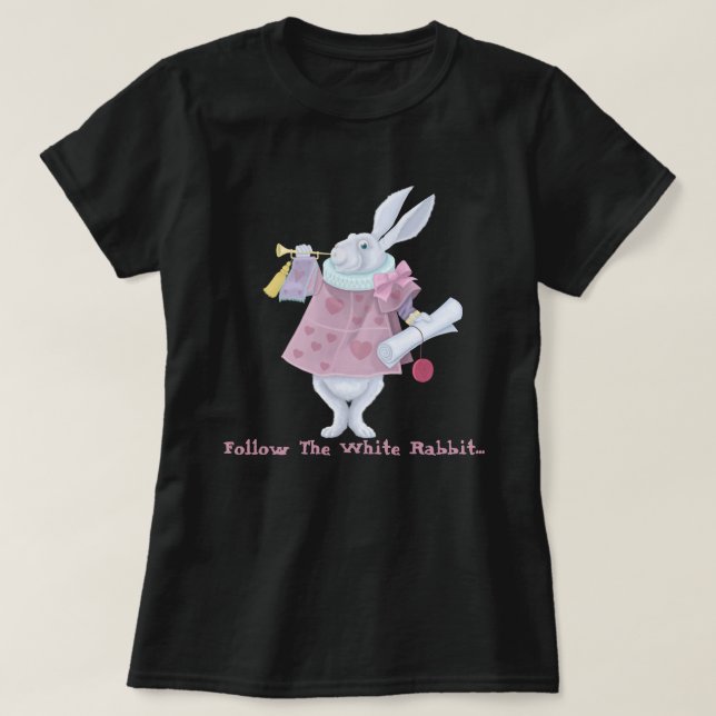 T-shirt Suivez Le Lapin Blanc (Design devant)