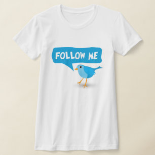 T-shirt Suivez-moi dessus bleu de coutume de dames