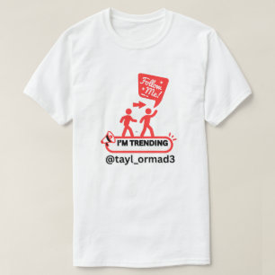 T-SHIRT SUIVEZ-MOI INFLUENCEUR SOCIAL ROUGE BLANC UNISEXE