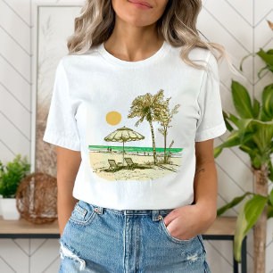 T-shirt Summer Beach Sun Palm Tree Umrella