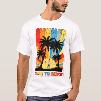 T-shirt Summer Beach Vibes Surf Retro Sunset Design