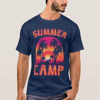 T-shirt Summer Camp palm and sunset retro
