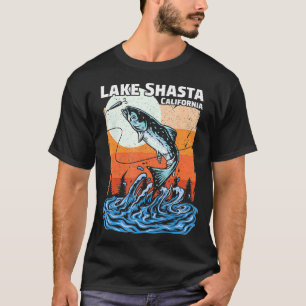 T-shirt Summer Fishing Retro Sunset California Shasta Lake