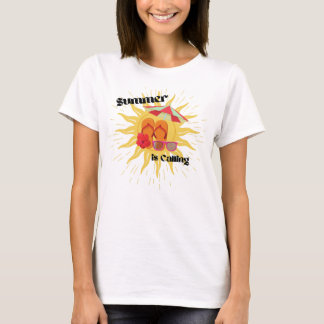 T-shirt "Summer is Calling" avec soleil et équipement de p