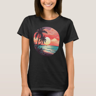 T-shirt Summer Palm Tree Plage tropicale Vintage Retro Sty