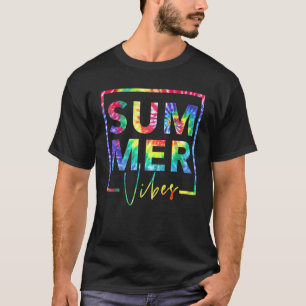 T-shirt Summer Vibe Tie Dye Bonjour Vacances Été Pour Fami