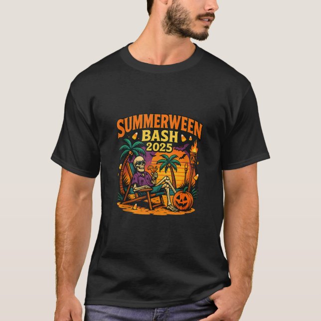 T-shirt SummerWeen Bash 2025 Skeleton Beach Party Hallowee (Devant)