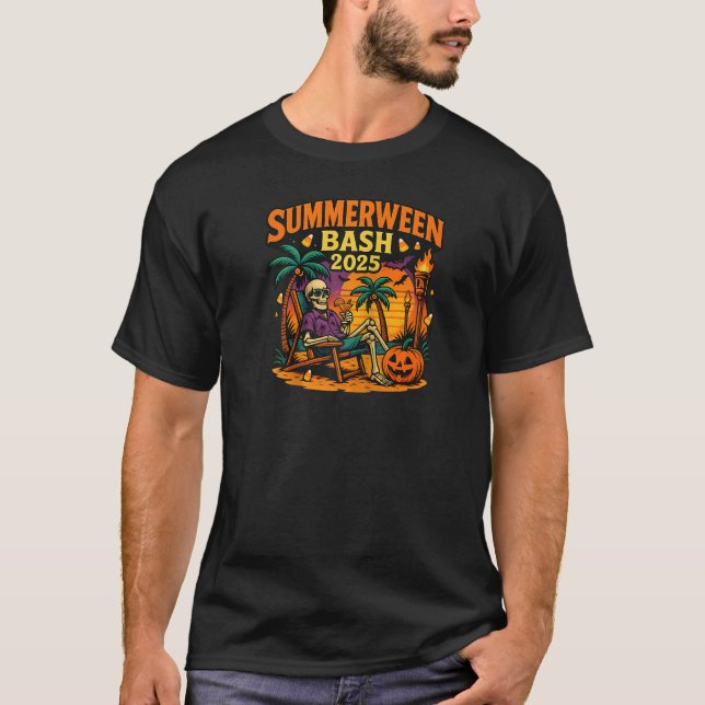 T-shirt SummerWeen Bash 2025 Skeleton Beach Party Hallowee (Devant)