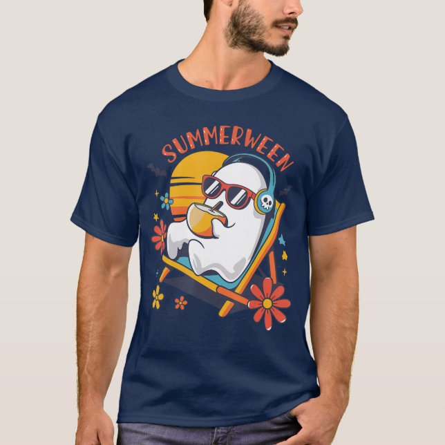 T-shirt Summerween Cute Spooky Summer Ghost Halloween Love (Devant)