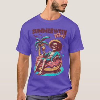 T-shirt Summerween Drôle de Squelette Halloween Beignet Ro