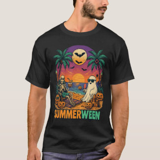 T-shirt Summerween funny Skeleton Beach Party Halloween En