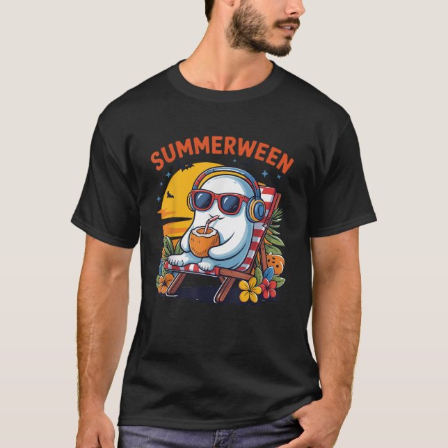 T-shirt Summerween mignon Fantôme d'été Éffrayant Hallowee (Devant)