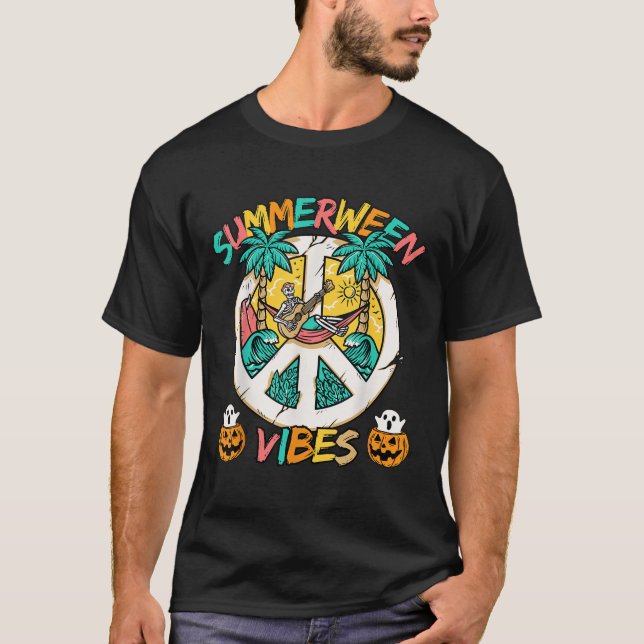 T-shirt Summerween Skeleton Chill Out À La Plage Avec Su (Devant)