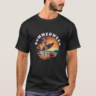 T-shirt Summerween Skeleton Plage Citrouille Halloween Vib