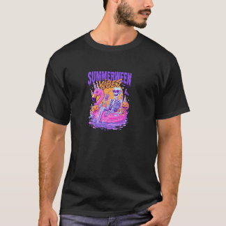 T-shirt Summerween Vibes Skeleton Citrouille Vacances Éffr