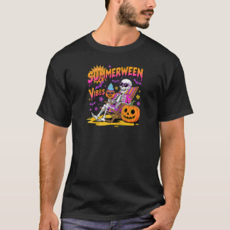 T-shirt Summerween Vibes Skeleton Citrouille Vacances Éffr