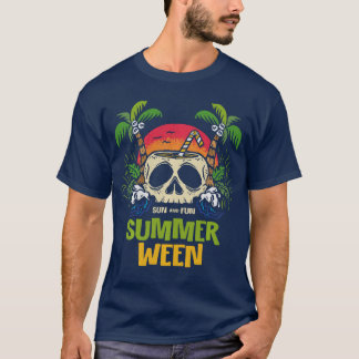 T-shirt Summerween Vibes Skeleton Plam Trees Island Summer