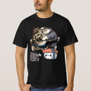 T-shirt Sumo Cats combat pour le Sushi Kawaii Japonais