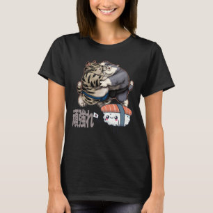 T-shirt Sumo Chat combat pour Sushi Kawaii Japonais