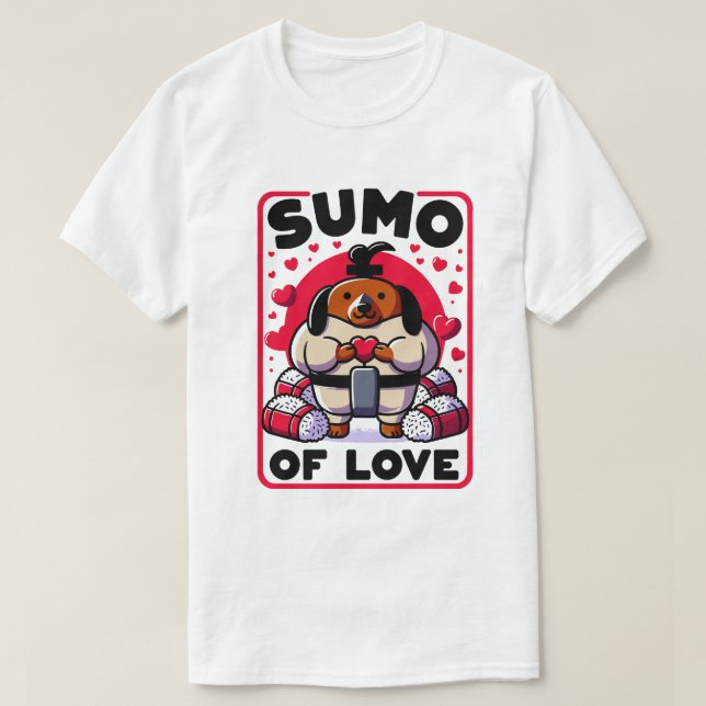 T-shirt Sumo Love Champion Dachshund - Heart Onigiri T-Shi (Design devant)