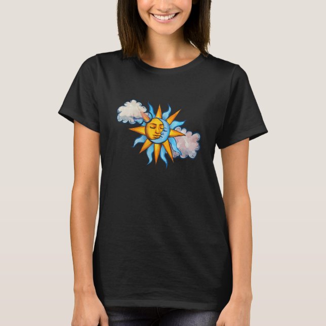 T-shirt Sun and Moon and Clouds in the sky sunny moonchild (Devant)