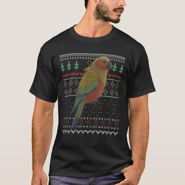 T-shirt Sun Conure Parrot Bird Ugly Christmas Pattern X-Ma (Devant)