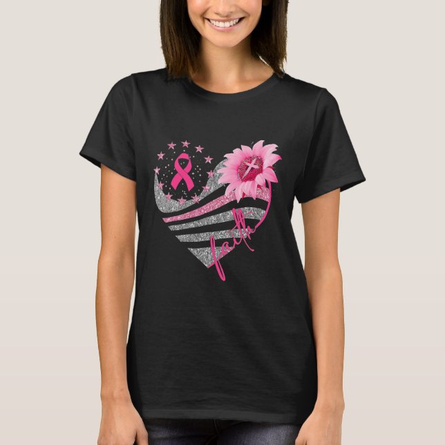 T-shirt Sun fleur foi bling bling Cancer du sein (Devant)