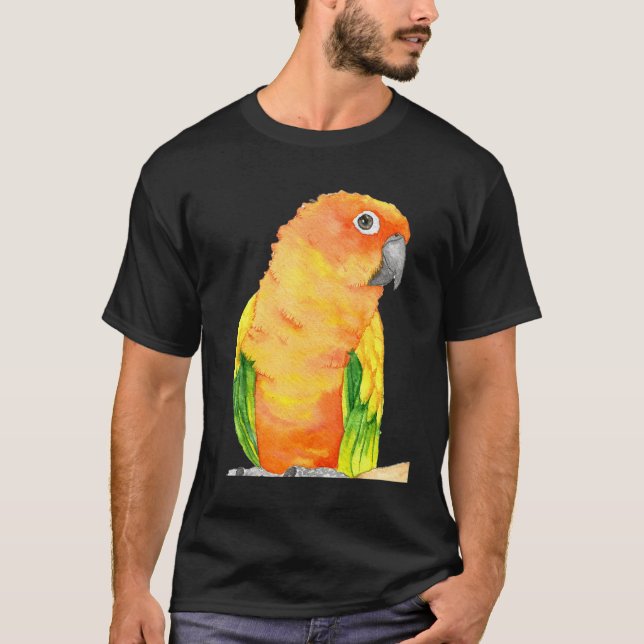 T-shirt Sun Parakeet Aquarelle Oiseau Parrot Peinture à l' (Devant)