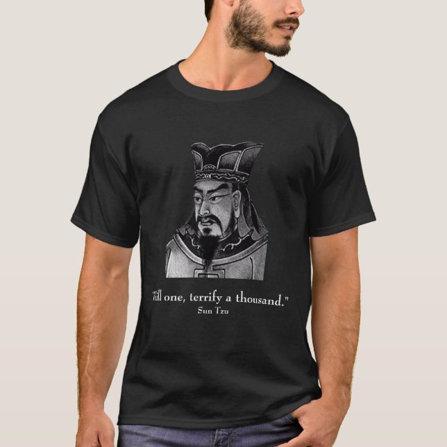 T-shirt Sun Tzu et citation - avant seulement - noir (Devant)