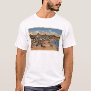 T-shirt Sunbathers et nageurs sur la promenade et la plage