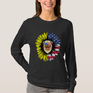 T-shirt Sunflower American Buldog Avec Lunettes Drapeau Am