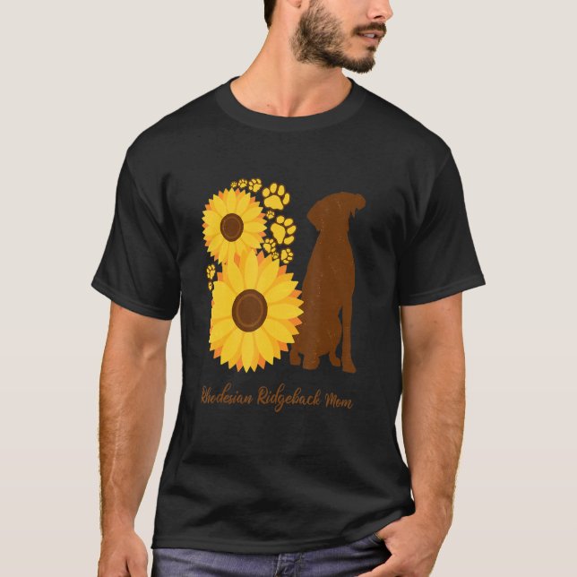 T-shirt Sunflower Dog Mom - Rhodesian Ridgeback (Devant)