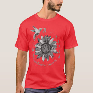T-shirt Sunflower Hummingbird Gray Brain Cancer Warrior