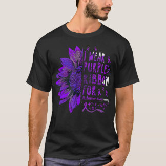 T-shirt Sunflower I Wear Purple Ribbon pour Alzheimer Awar