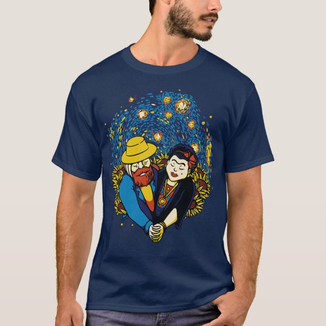 T-shirt Sunflower Lovers Frida and Van Gogh by Tobe Fonsec (Devant)