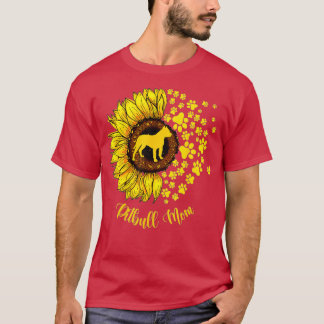 T-shirt Sunflower Pitbull Maman Amoureux des chiens