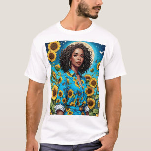 T-shirt Sunflower T Chemise Lune Beauté Rétro esthétique
