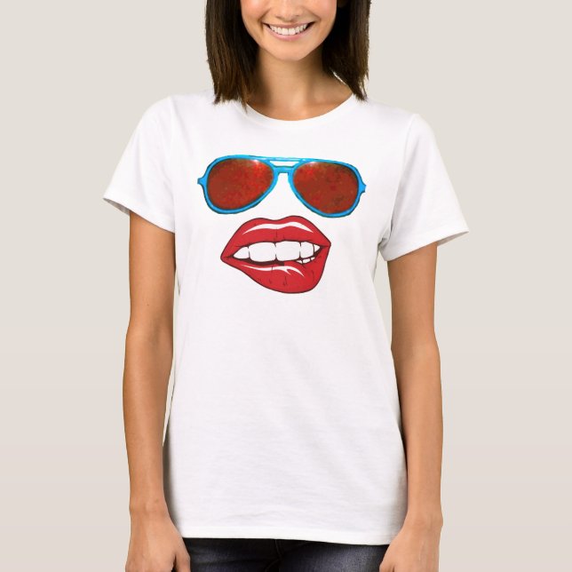 T-shirt Sunglass Smile Happy Face (Devant)
