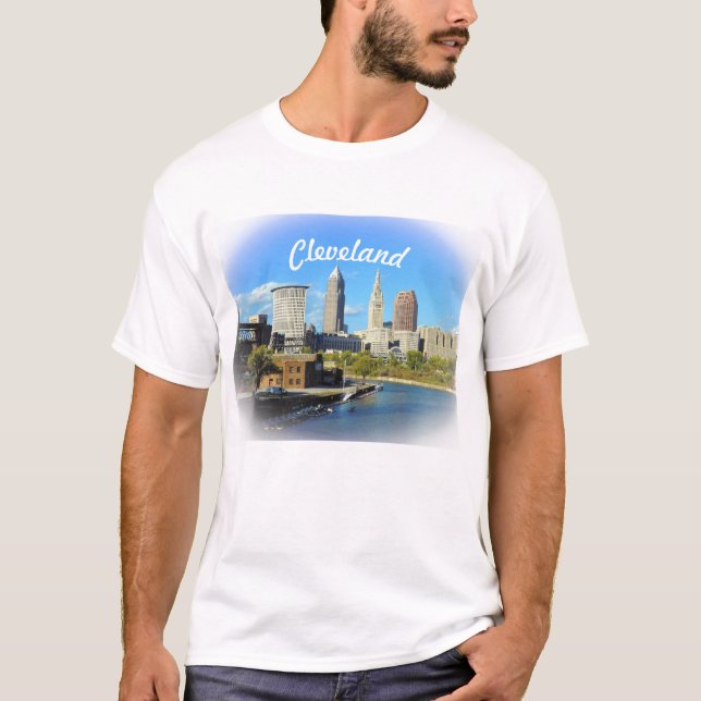 T-shirt Sunny Cleveland River Skyline (Devant)